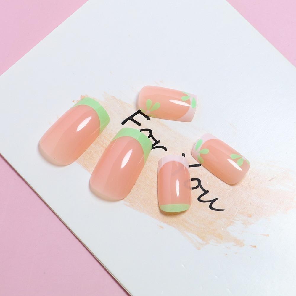 Квадратная головка Нажмите на ногти Французские накладные ногти Модные накладные ногти для девочек