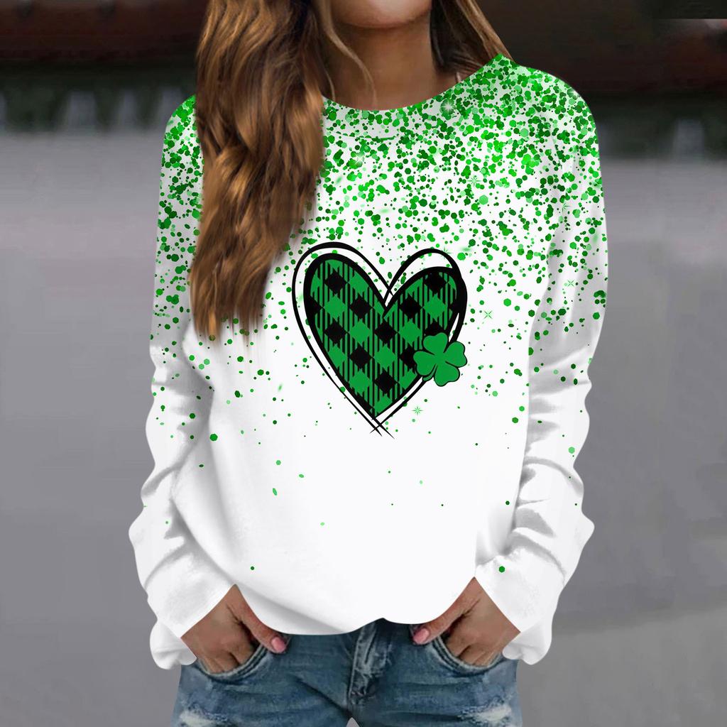 Женская мода повседневная толстовка с длинным рукавом и круглым вырезом с принтом