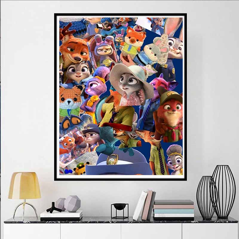 Disney 5D DIY Алмазная живопись Иллюстрация Зверополиса Вышивка Мозаика Крестик Домашний декор Подарки Поделки