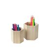 Pencil Holders - Cream - Natural Wood - Hexagonal - Set of 2 - FSC Certified