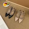 2025 New Pointed Inner Sloping Heel Shallow Rivet with Niche Fashion Women's Single Shoes
