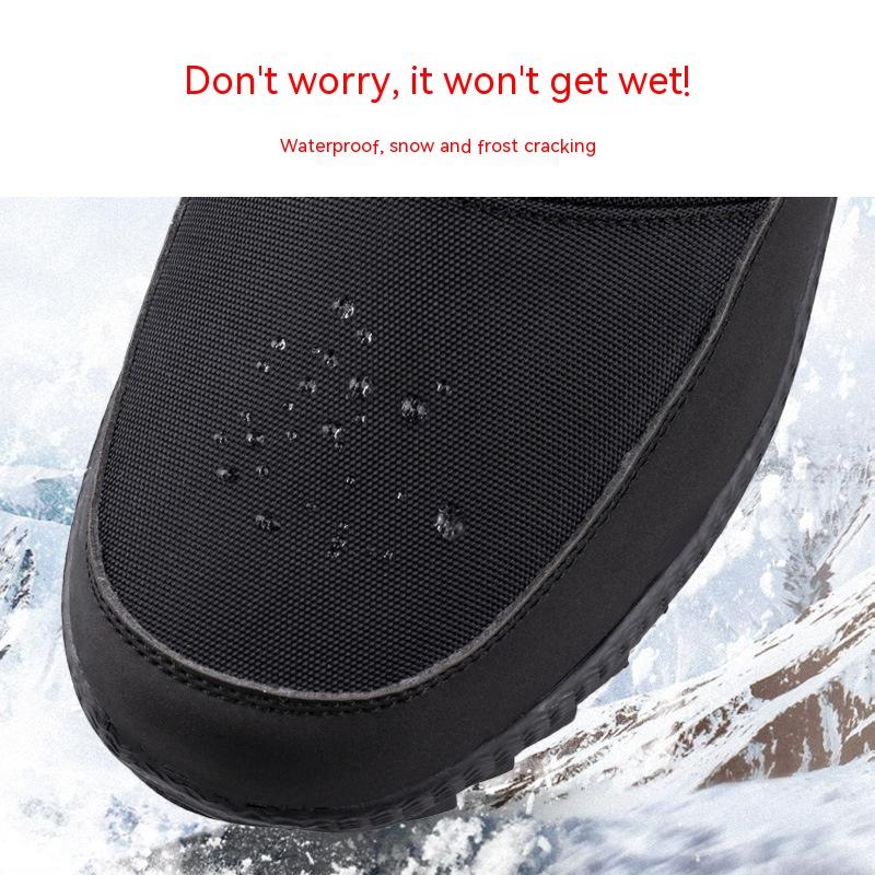 Thickened Casual Zipper Non Slip Snow Boots Plush Warm Men's Black Waterproof Sports Snow Shoes Thick Men's Shoes
