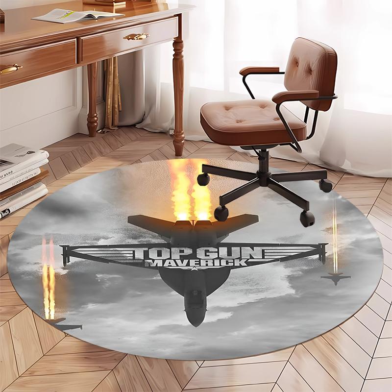 Top Gun Printed Round Rug Carpet Chair Rug Area Rug Entryway Doormats,for Office Chair Living Room Bedroom Kitchen Room.