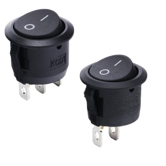 10Pcs KCD1-105 Rocker Switch Boat Shaped 2/3Pin 10A/125V 6A/250V Round Car Boat Household Appliances Lamp On-off Toggle Switch Replacement