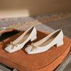 Square Toe Thick Heel Bow Women's Casual High Heels - Versatile and Comfortable Mid-Heel Shoes