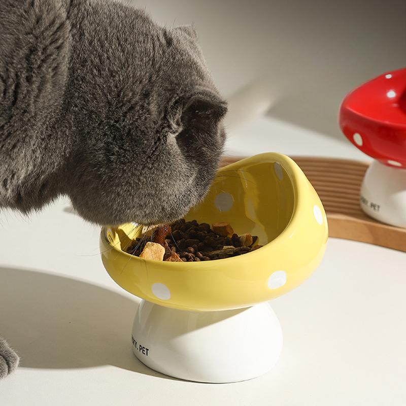 Миска для кошек Керамическая скошенная защита рта для шейного позвонка Поилка Миска для еды Миска для риса для кошек Товары для животных Миска для собак