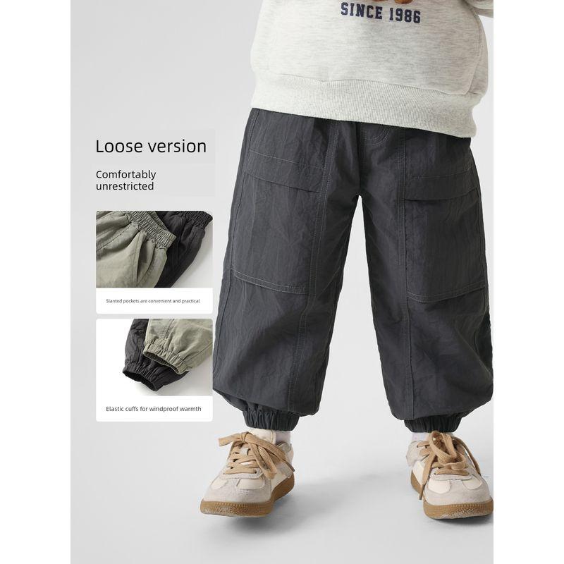 Boys' Fleece-Lined Hiking Pants, Autumn and Winter 2025 New Style, Winter Clothing for Children, Baby Winter Warm Pants for Toddlers