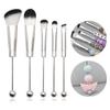 5 Pcs DIY Beaded Makeup Brush Metal Handle Makeup Brush Foundations Eyeshadow Eye Brush Makeup Colouring Accessories