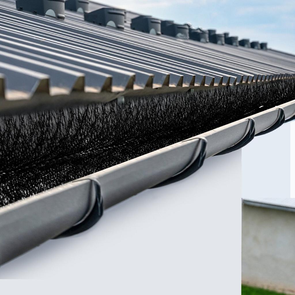 Gutter Guard Brush With 15 FT Length Bristle, 4.33\"(Dia) Gutter Brush Leaf Guard Fit for 5 Inches Gutter, Galvanized Steel Wire Gutter Brush, No