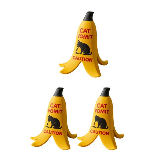 1/2Pcs Cat Vomit Caution Sign Banana Peel Cat Vomit Warning Sign Home Office Mini Table Sign Humorous Decoration Animal Lovers Gift