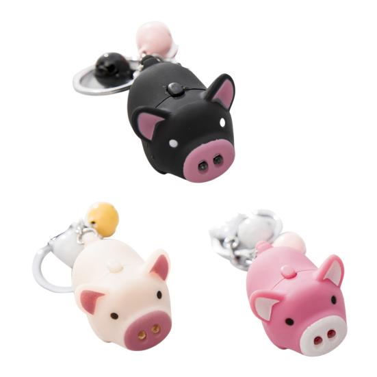 Брелок для ключей Yousheng Cartoon Pig с колокольчиками, светодиодными лампами, подвеской-брелоком со звуковыми эффектами, подарок на Новый год и день рождения