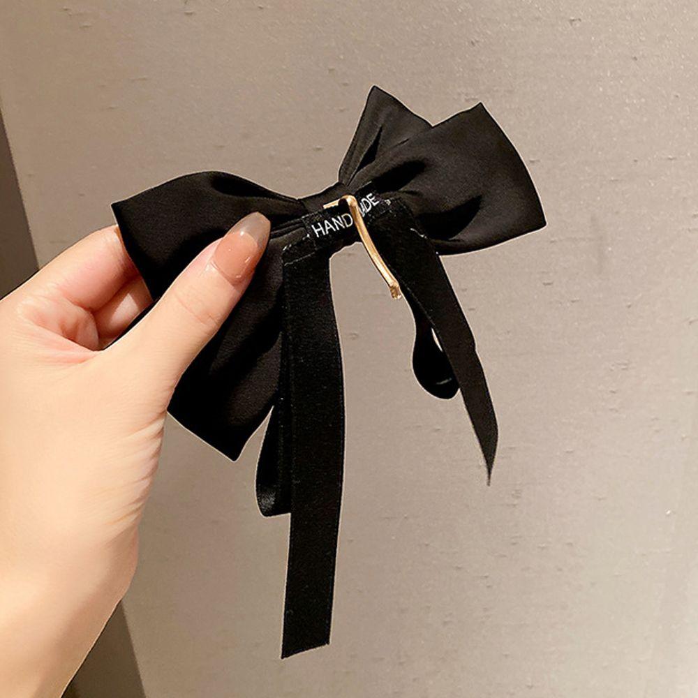 Vintage Bow Big Hair Hook Satin Women Hair Clips Hairpins Ponytail Holder Buckle Korean Barrettes