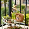 Кашпо в виде кролика Цветок Милая фигурка Смола Украшение Цветочный горшок для газона