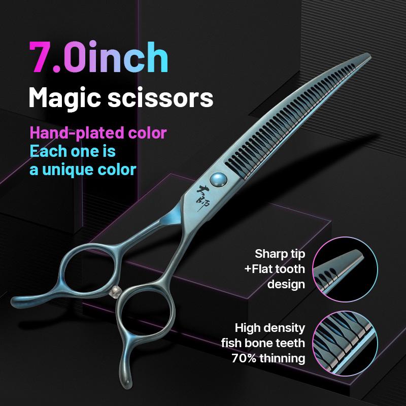 Fenice 7-дюймовые изогнутые филировочные ножницы из стали JP440C для груминга домашних животных, стрижки шерсти собак, парикмахерские, beauty, magic shears, 70%