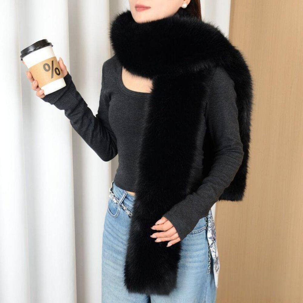 Soft Plush Winter Fluffy Scarf 180cm Long Strip Scarf Fashionable Fake Fur Long Scarf  Party