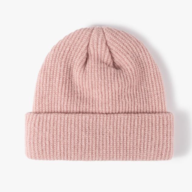 New Arrival Autumn and Winter Fashion Warm Lovely Pure Color Solid Dark Grey Customized Knitted Women Beanies