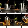 Heat Resistant Glass Teapot With Stainless Steel Infuser Heated Container Tea Pot Good Clear Kettle Square Filter Baskets
