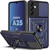 Case for Samsung Galaxy A25 5G, Navy Blue, Shockproof Hard Armor PC + TPU Silicone with 360° Rotating Stand