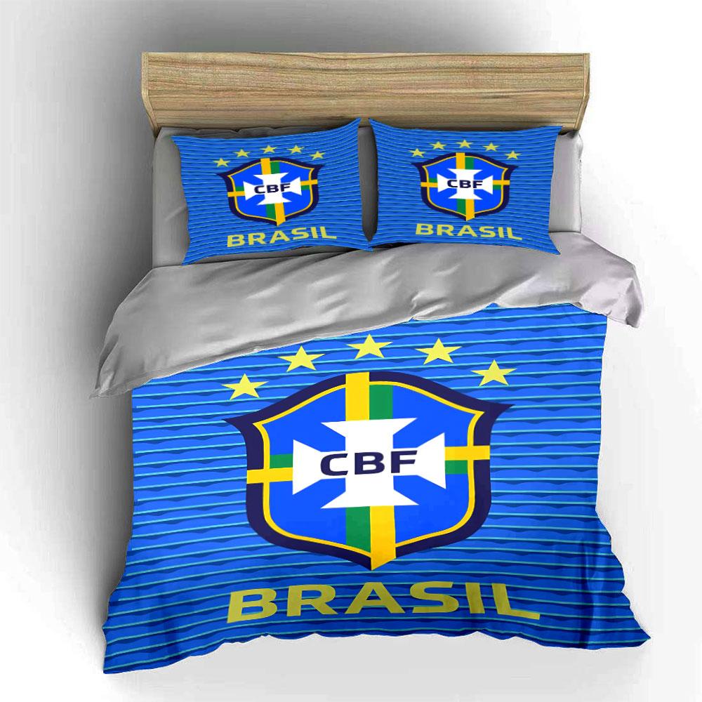 Blue Brazil CBF Bedding Set Bedding Duvet Cover Set Duvet Cover Pillowcases (1 * Duvet Cover 2 * Pillowcases, without duvet insert)