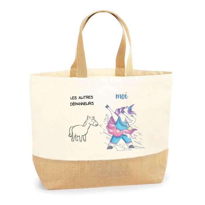 Cabas / Tote bag - PLANETEE - Les Autres vs Moi - Jute naturel - Imprimé en France - Poignées solides