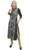 Женская хлопковая туника с воротником-стойкой серого цвета Kurta Kurti Indian