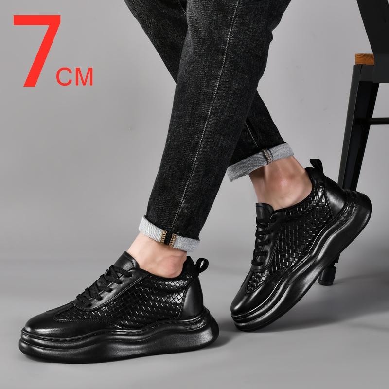 Breathable Outdoor Elevator Sneakers Men Shoes Cowhide Casual Shoes Walking Sports Men Genuine Leather Height Increasing Shoes