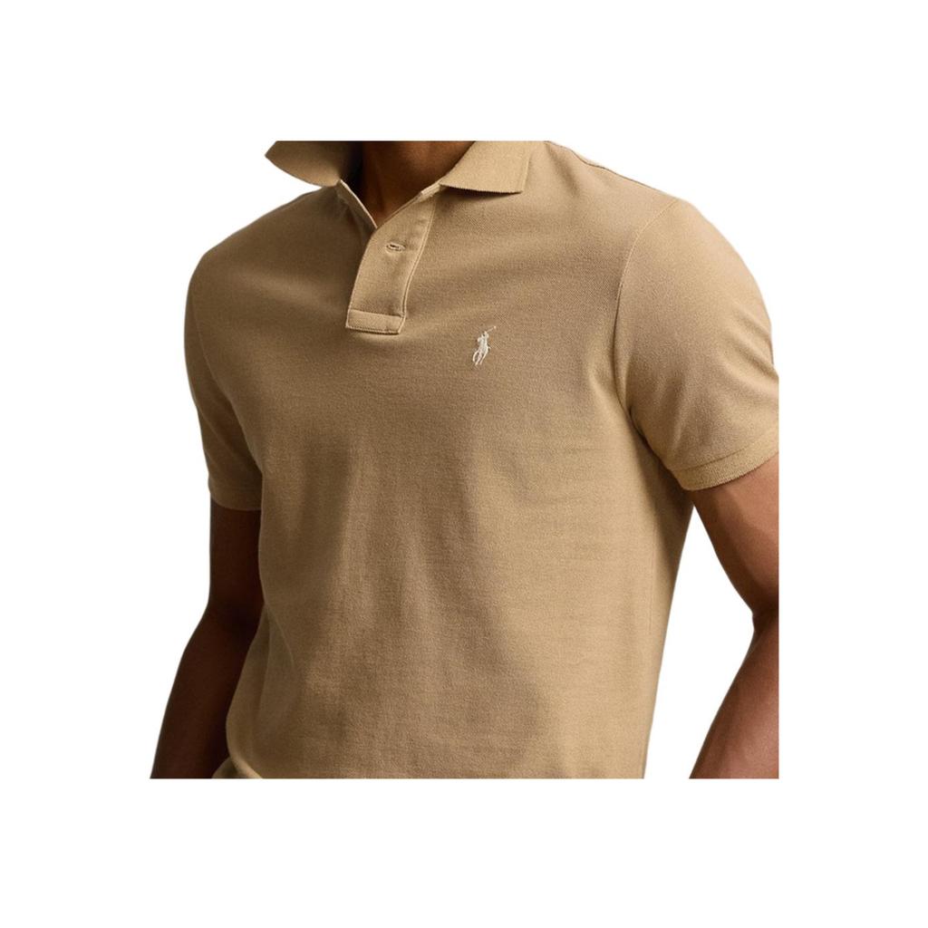 Polo Ralph Lauren Хлопковая сетка Поло с двойной пуговицей Мужской верх Коричневый Желтый MNPOKNI1N822637-260