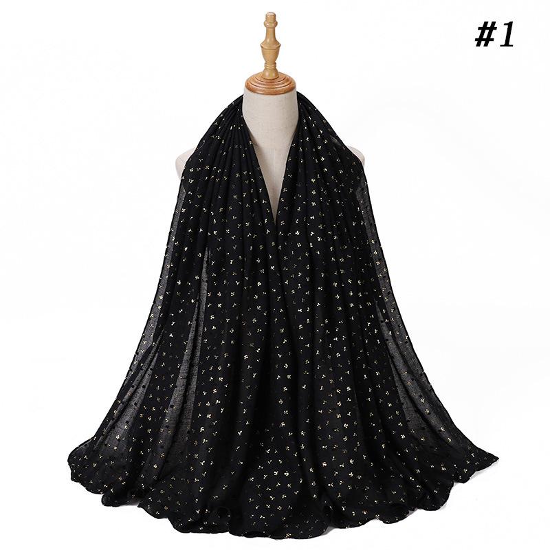 Glitter Cotton Linen Scarf Women Hijab Plain Soft Turban Shawl Bronzing Women Printed Floral Hijab Shawls Bandana African Scarf