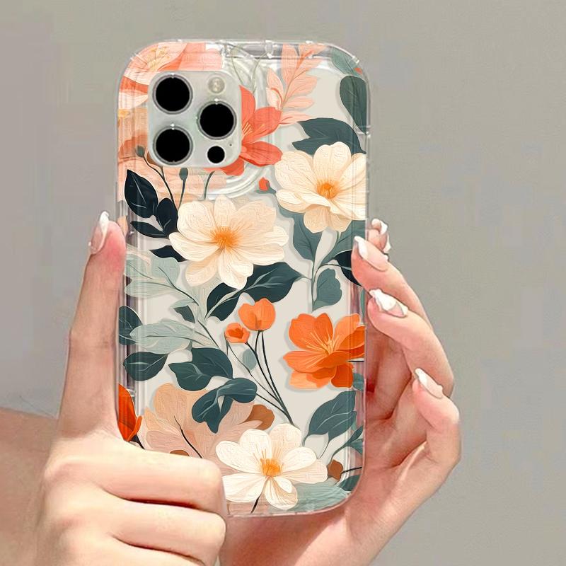 Oil Painting Flower Phone Case For iPhone 15 Pro Case iPhone 13 11 12 16 14 Pro Max X XR XS 7 8 16 Plus SE Shockproof Soft Cover