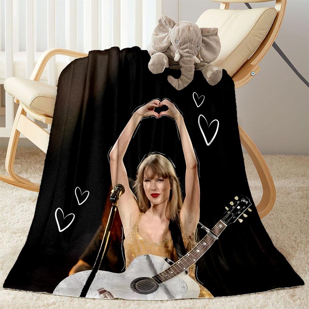 Taylor Swift's Glittery Performance Flannel Blanket-Soft and Suitable for Sofas,Beds,Offices,Travel,All Seasons,Great Gift for Holidays and Birthdays.