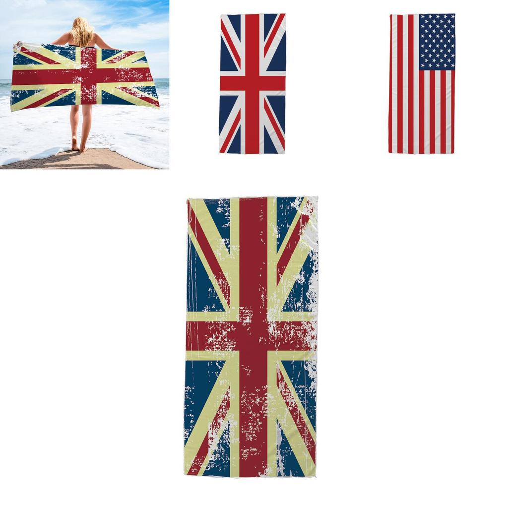 British Flag Beach Towel With Superfine Fiber Doublesided Plush For Summer Vacation And Poolside Use