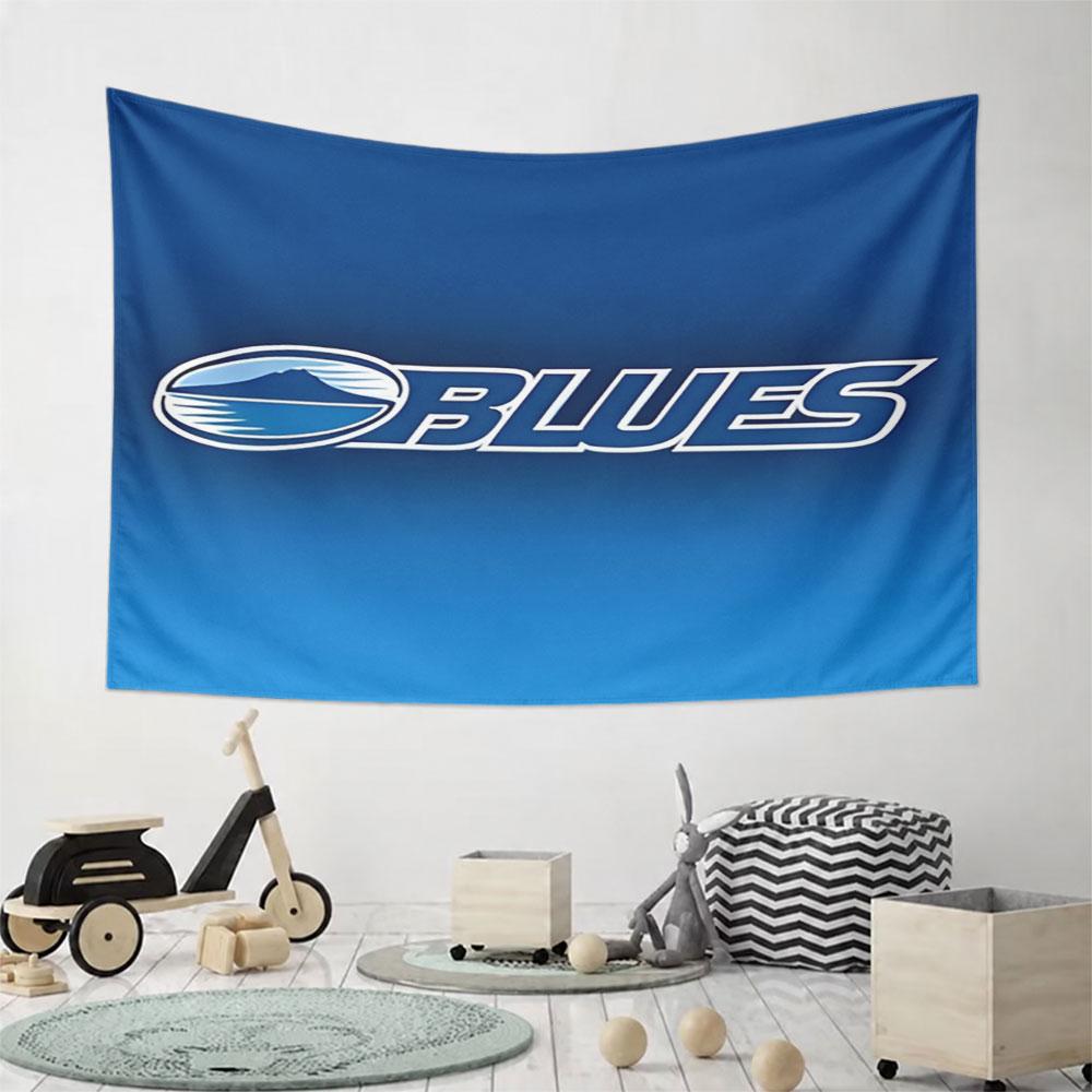 Blue Mountain Logo with "Blues" Text Pattern Wall Hanging Tapestry Decorative Tapestry Home Decor for Bedroom and Living Room