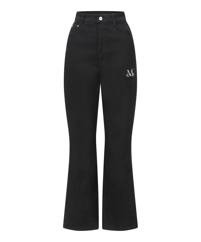 MUCENT Coron Bag Leather Leopard Heart Patch Bootcut Cotton Pants