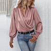 Элегантная женская однотонная рубашка с v-образным вырезом и воздушными рукавами