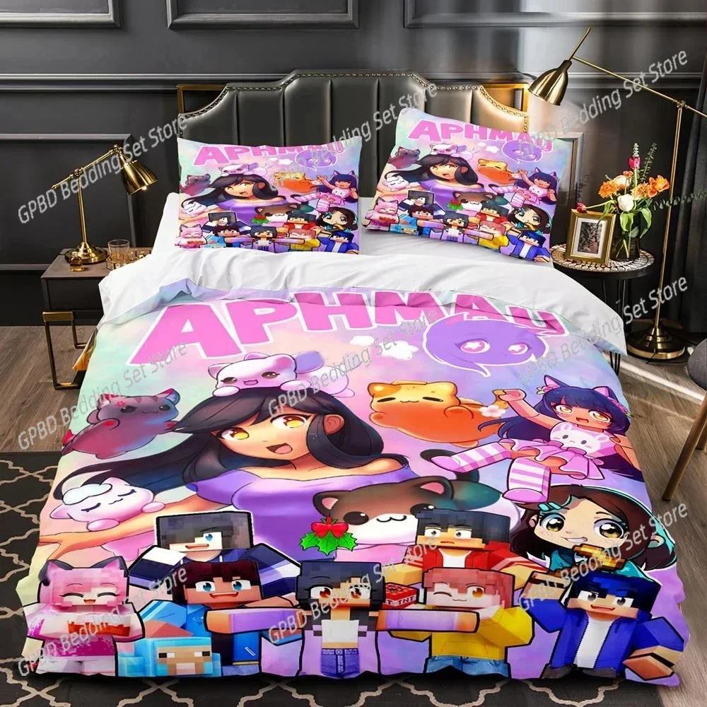 Luxury  New Aphmau 3D NEW Duvet Cover Pillowcase Bedding Set Adult Boy Girl Bedroom Decoration Children Single Double Large