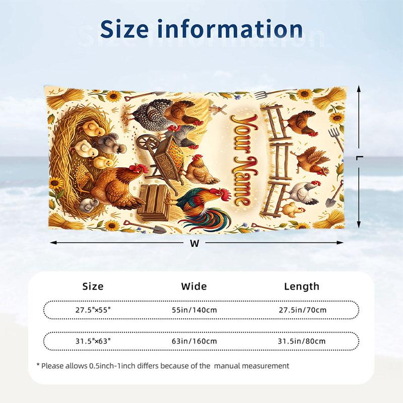 Easter Bunny Theme Beach Towel Personalized Custom Name & Text Soft Quick Dry Beach Towel for Swimming Travel