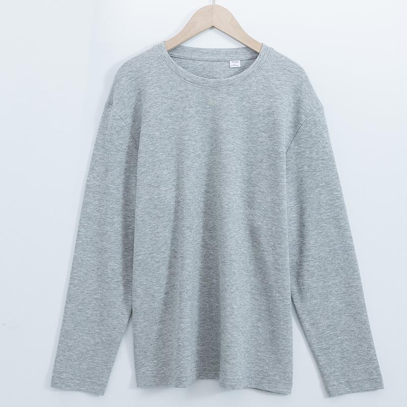 Новая двухсторонняя футболка Xinjiang Cotton Air Layer 230g Базовая рубашка с длинными рукавами для женщин без глажки Футболка с круглым вырезом для мужчин