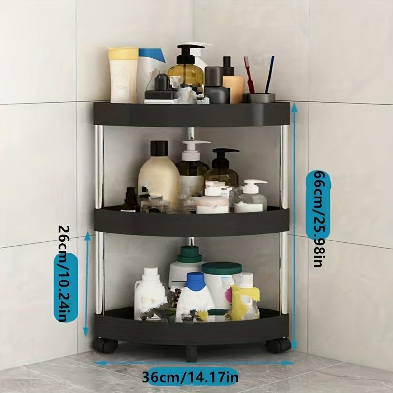 Угловая полка для ванной комнаты, треугольная полка для хранения на колесах, независимая двухъярусная тележка для хранения, многофункциональное передвижное хранилище для ванной комнаты