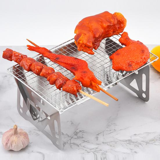 Портативный угольный гриль из нержавеющей стали для барбекю на открытом воздухе для кемпинга, пикника, походов