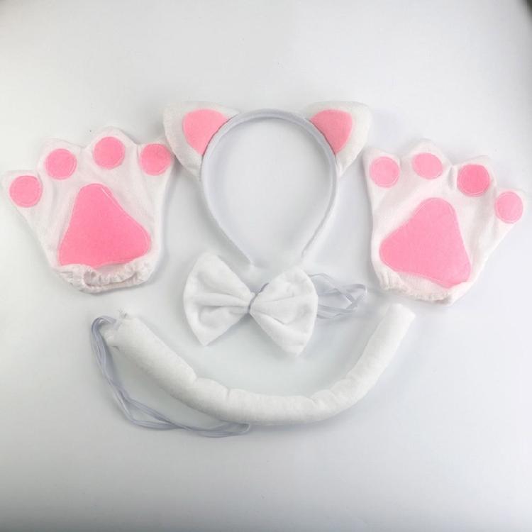 Костюм кошки с повязкой на голову, хвостом, галстуком-бабочкой, перчаткой, юбкой, наряд для переодевания на Хэллоуин для ребенка, женщины, девочки, Рождество