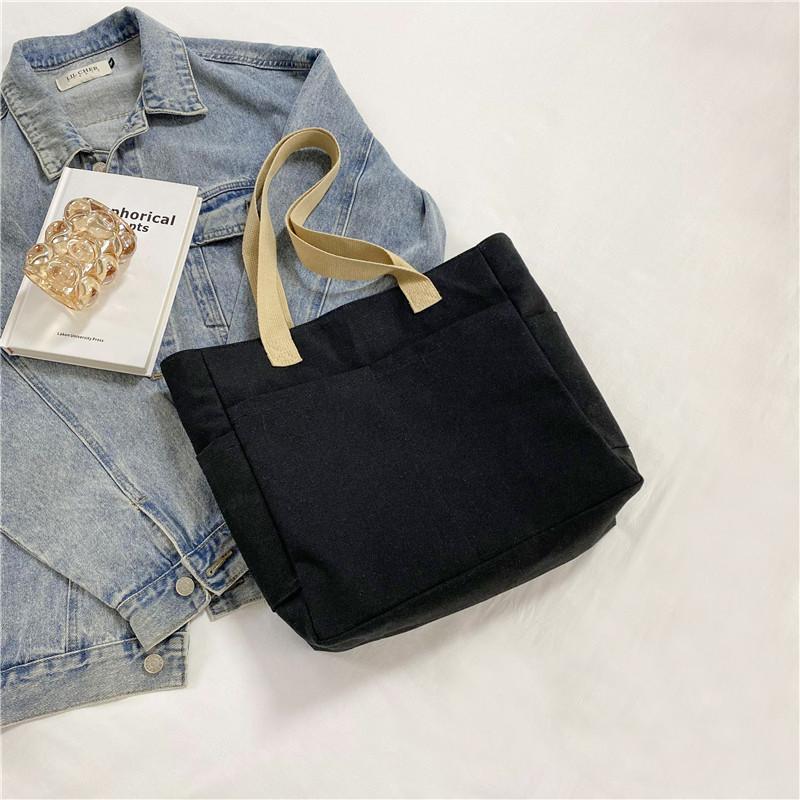 Холщовая сумка-тоут большой вместимости, городская минималистичная сумка на плечо