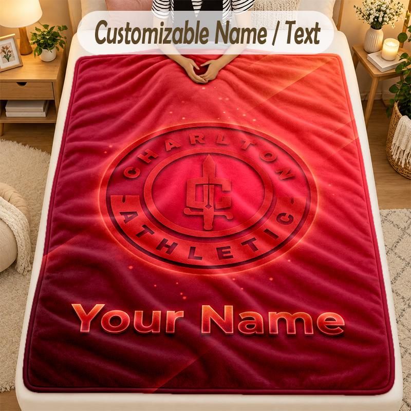 Flannel BlanketCharlton Athletic Custom Name Text Personalized Soft Warm Throw Blanket Home Decor Gift