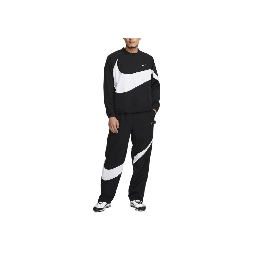 Nike Спортивная одежда Тканая куртка Big Swoosh (Азия) Черная/белая мужская уличная одежда DX0661-010