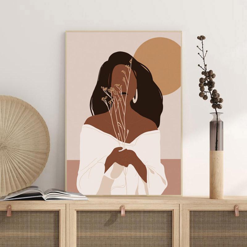 Скандинавская абстрактная мода, винтажный бохо, девушка, змея, настенная живопись, холст, живопись, постеры и принты, настенные панно для декора гостиной