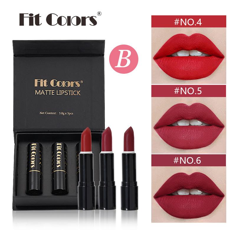 Fit Colors 3 матовых помады в упаковке, туманный бархат, яркий цвет, не прилипающий блеск для губ