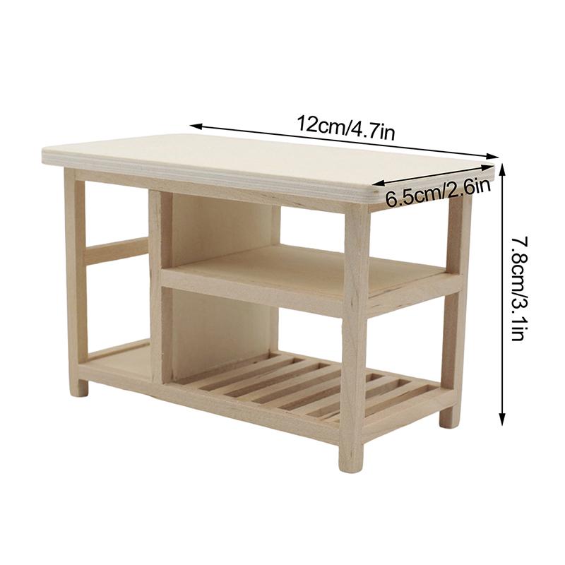 1:12 миниатюрных столиков для кукольного домика, обеденный стол, многоуровневый стол для хранения вещей с мебелью для подсоединения, модель кухни, декоративная игрушка