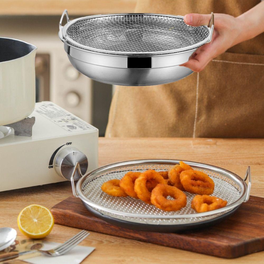 Сетчатый поддон для масла из нержавеющей стали, подставка для стекания жареной пищи, корзина для стекания аэрофритюрницы, закуска
