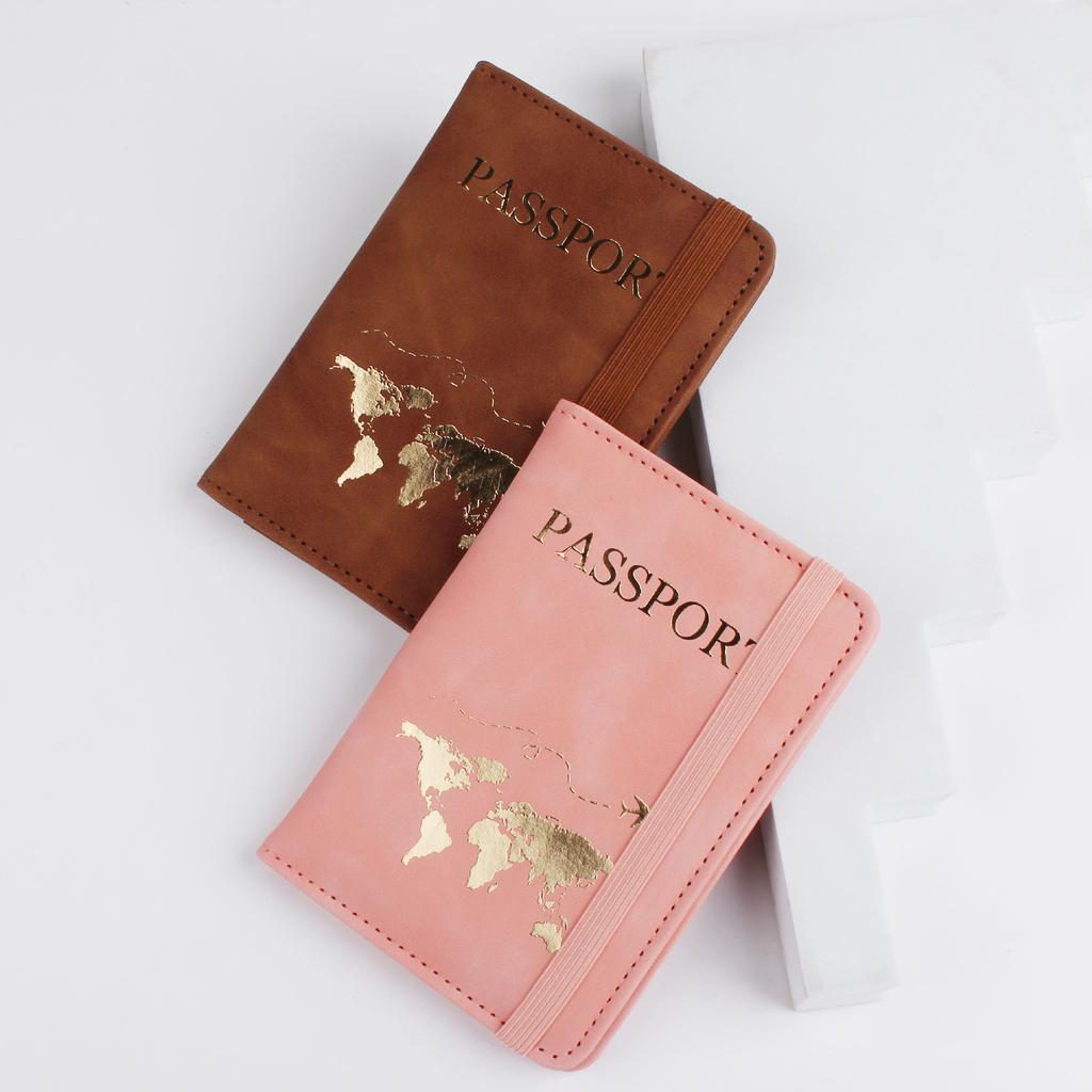 Personalised Travel Accessories Passport Holder Case Wallet Bags RFID Blocking PU Leather Passport Holder Case Elastic Style