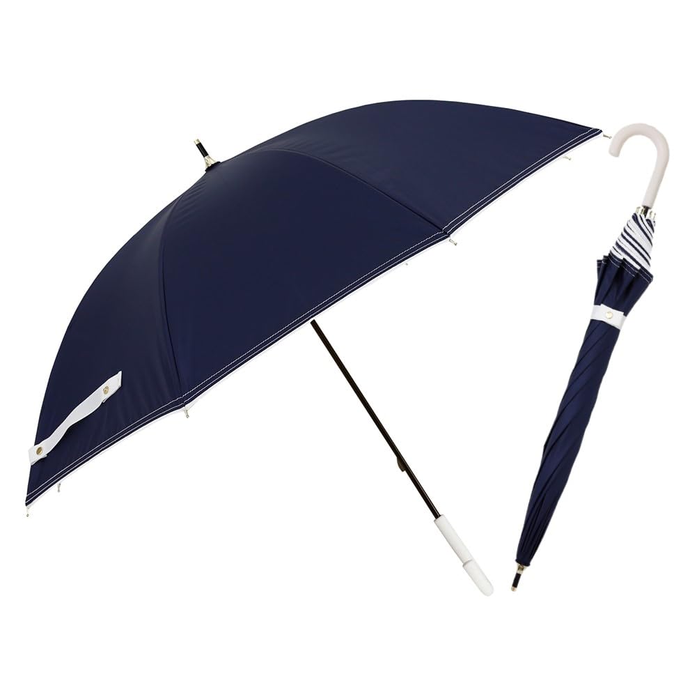 Ogawa Long Light Blocking Over of UV Navy Suitable for Sun and Simple Hem Perfect Gift for or Any Special LINEDROPS 57425 Women's Parasol, Rate 99%