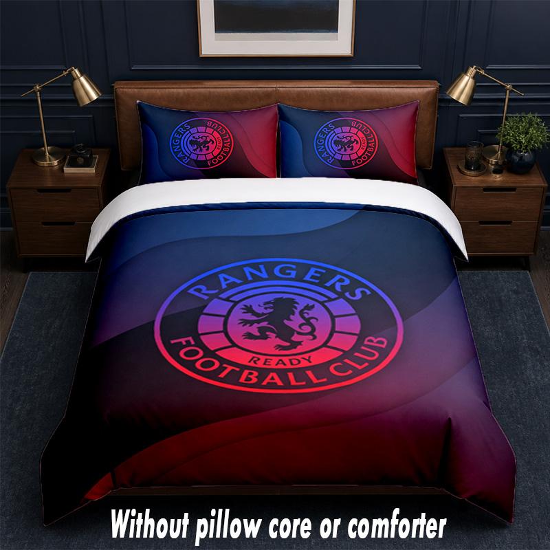 Rangers FC Design Bed Bedding Set 1 Duvet Cover + 2 Pillowcases Soft Breathable Household Bed Linens